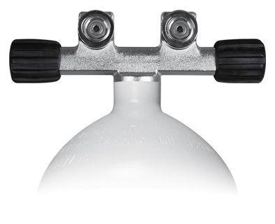BTS Mono Stahlflasche 7 Liter, Ventil mit 2 Abgängen feststehend