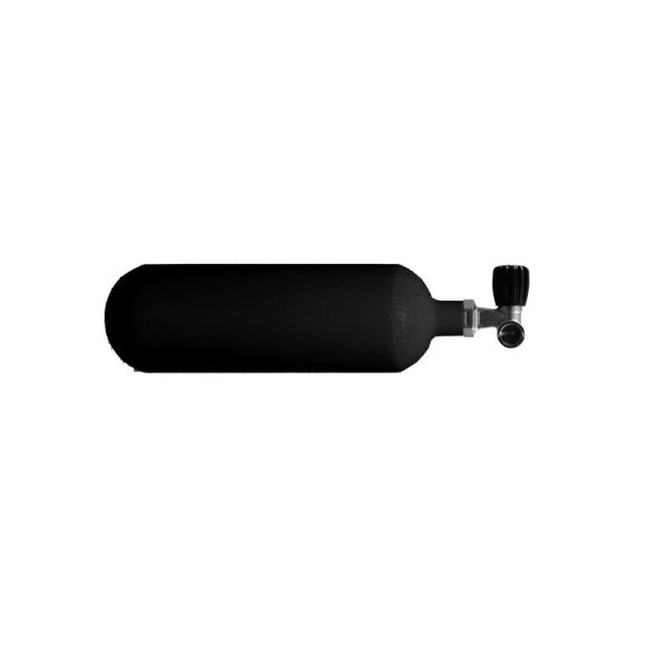 ECS 1 L / 200 bar Stahlflasche schwarz mit Ventil 12185 (M18 x 1,5)